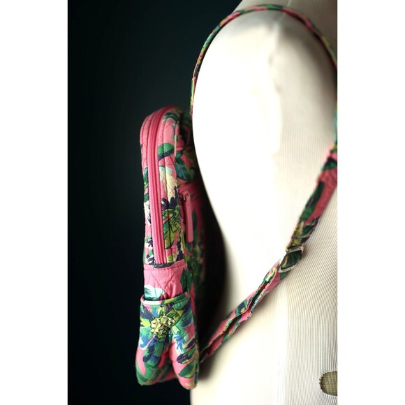 Vera Bradley Campus Backpack Quilted Tropical Paradise Pink Floral Zip Pocket main image 5